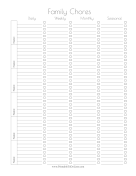 Family Chore Checklist paper