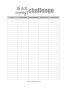 Five Dollar Bill Savings Challenge paper