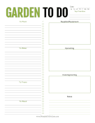 Gardening To Do List paper