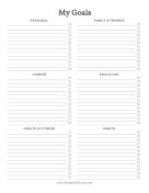 Goals To Do paper