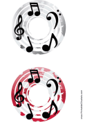 Gray Red Notes Music CD-DVD Labels paper