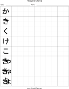 Hiragana Writing Chart 2 paper