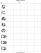 Hiragana Writing Chart 5 paper