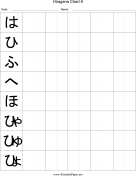 Hiragana Writing Chart 6 paper