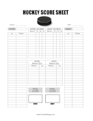 Hockey Score Sheet paper