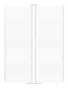 Numbered Checklist To 100 paper