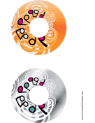 Orange Silver Swirling Notes Music CD-DVD Labels paper