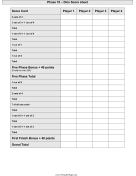 Phase 10 Dice Scoresheet paper