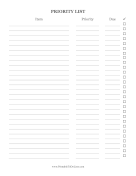 Priority To Do List paper