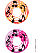 Red Pink Notes Music CD-DVD Labels paper
