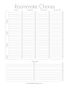 Roommate Chore Checklist paper