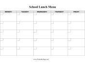 School Lunch Menu Template paper