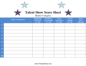 Score Sheet For Talent Show Humor paper