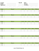 Score Sheet For Tennis paper