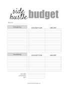 Side Hustle Budget paper