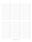 Six-Column Checklist paper