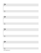 Staff and Tablature-Bass Clef-4 lines Music Paper paper