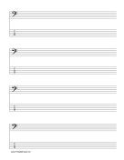 Staff and Tablature-Bass Clef-5 lines Music Paper paper