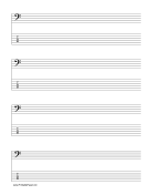 Staff and Tablature-Bass Clef-6 lines Music Paper paper