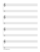 Staff and Tablature-Treble Clef-4 lines Music Paper paper