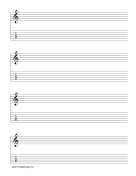 Staff and Tablature-Treble Clef-6 lines Music Paper paper