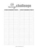 Twenty Dollar Savings Challenge paper