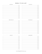 Weekday Weekly To Do List Portrait paper