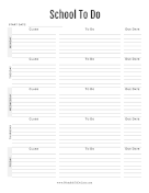 Weekly School To Do paper