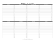 Weekly To Do List Landscape paper