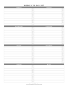 Weekly To Do List Portrait paper