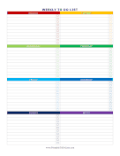 Colorful Weekly To Do List Portrait paper