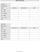 Whist Scoresheet paper