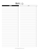 Work Life Checklist paper