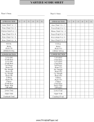 Yahtzee Score Sheet paper