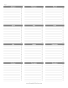 Yearly To Do List By Month paper