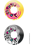 Yellow Black Swirling Notes Music CD-DVD Labels paper