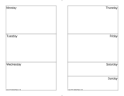 Weekly Calendar (Monday-Sunday) paper