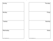 Weekly Calendar (Sunday-Saturday) paper