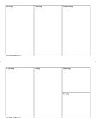 Weekly Calendar (half-page, horizontal) paper