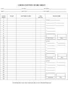 Cross Country Score Sheet paper