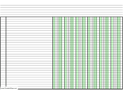 Columnar Paper with six columns on A4-sized paper in landscape orientation paper