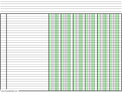 Columnar Paper with six columns on letter-sized paper in landscape orientation paper