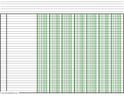 Columnar Paper with seven columns on letter-sized paper in landscape orientation paper