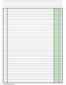 Columnar Paper with one column on A4-sized paper in portrait orientation paper