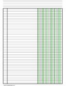 Columnar Paper with three columns on A4-sized paper in portrait orientation paper