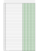 Columnar Paper with four columns on ledger-sized paper in portrait orientation paper