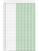 Columnar Paper with six columns on ledger-sized paper in portrait orientation paper