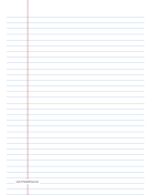 Lined Paper wide-ruled on A4-sized paper in portrait orientation (blue lines) paper