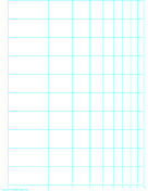 Semi-log paper with logarithmic horizontal axis (one decade) and linear vertical axis on letter-sized paper paper