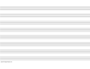 Music Paper with eight staves on A4-sized paper in landscape orientation paper